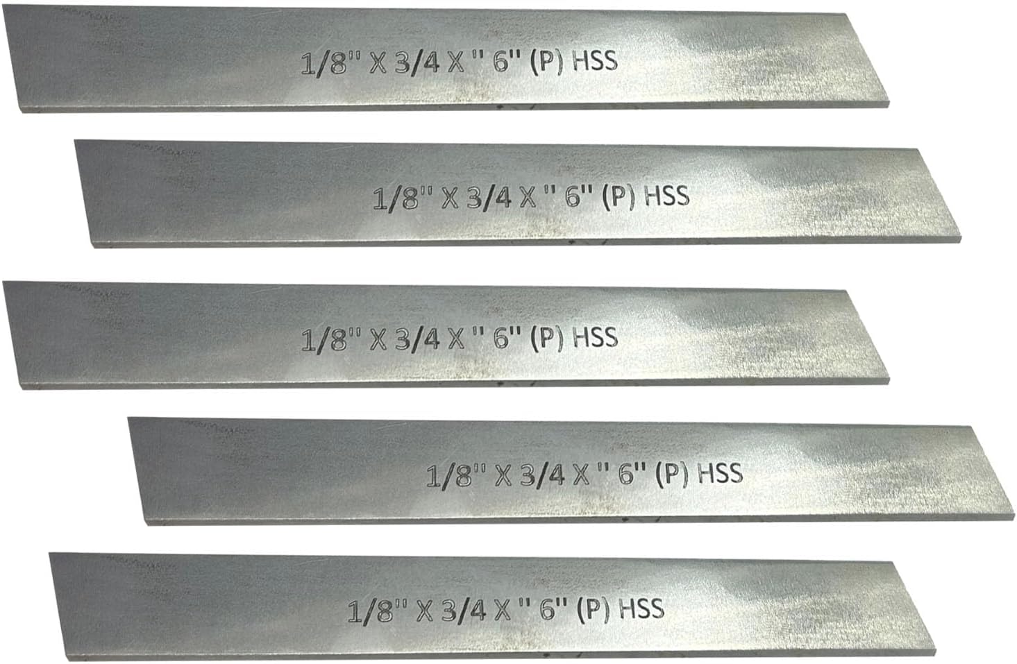 Set of 5 HSS Trapezoid Blades 1/8" x 3/4" (Wide) x 6" (Long) for Lathe Parting Cut Off & Tool Holders-Hard & Ground