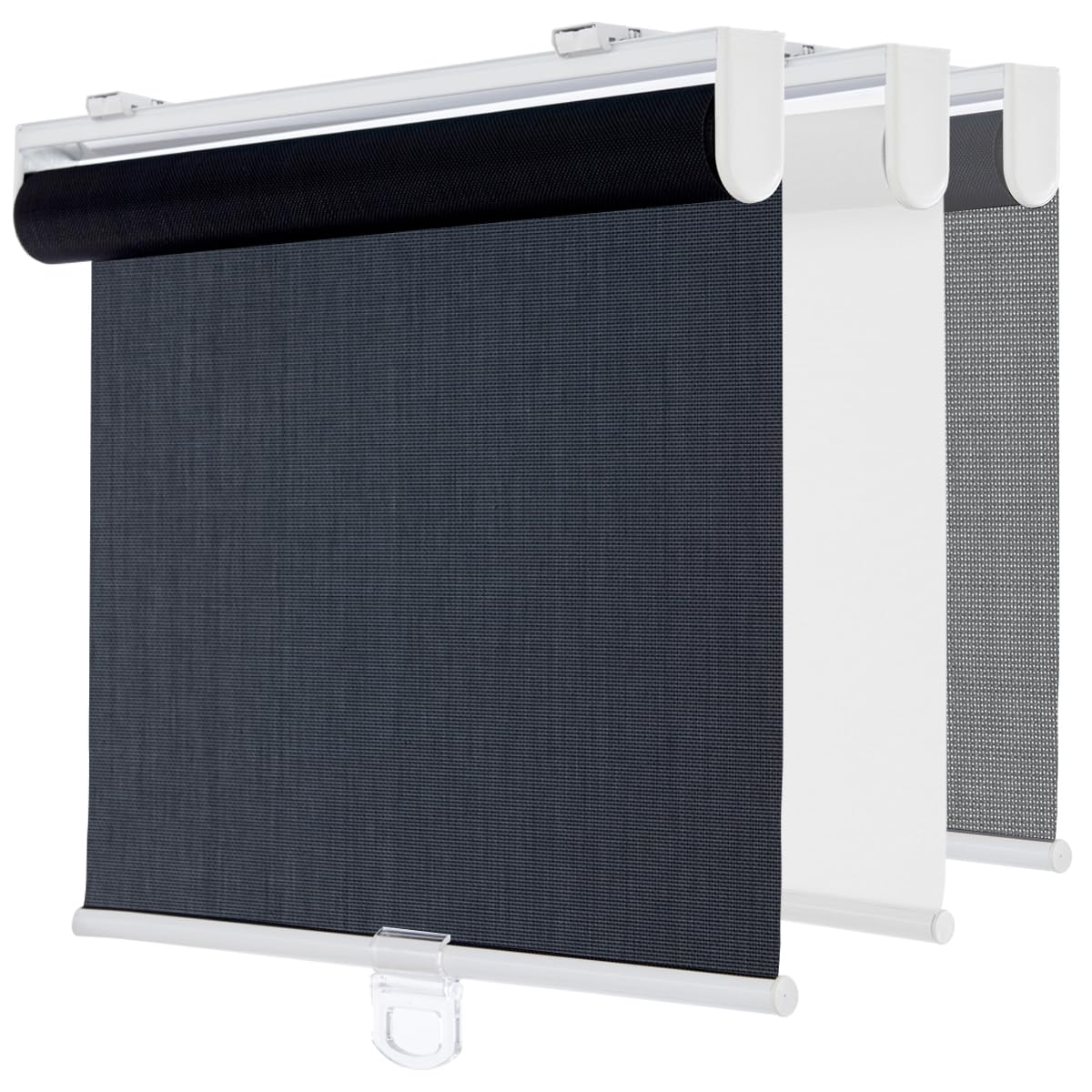 Cordless Roller Shades for Windows,Light Filtering Pull Down Blinds,Solar Screen Door Blinds,Flame Retardant UV Protection Fabric for Home Office (35" W x 72" H,Solar Black)