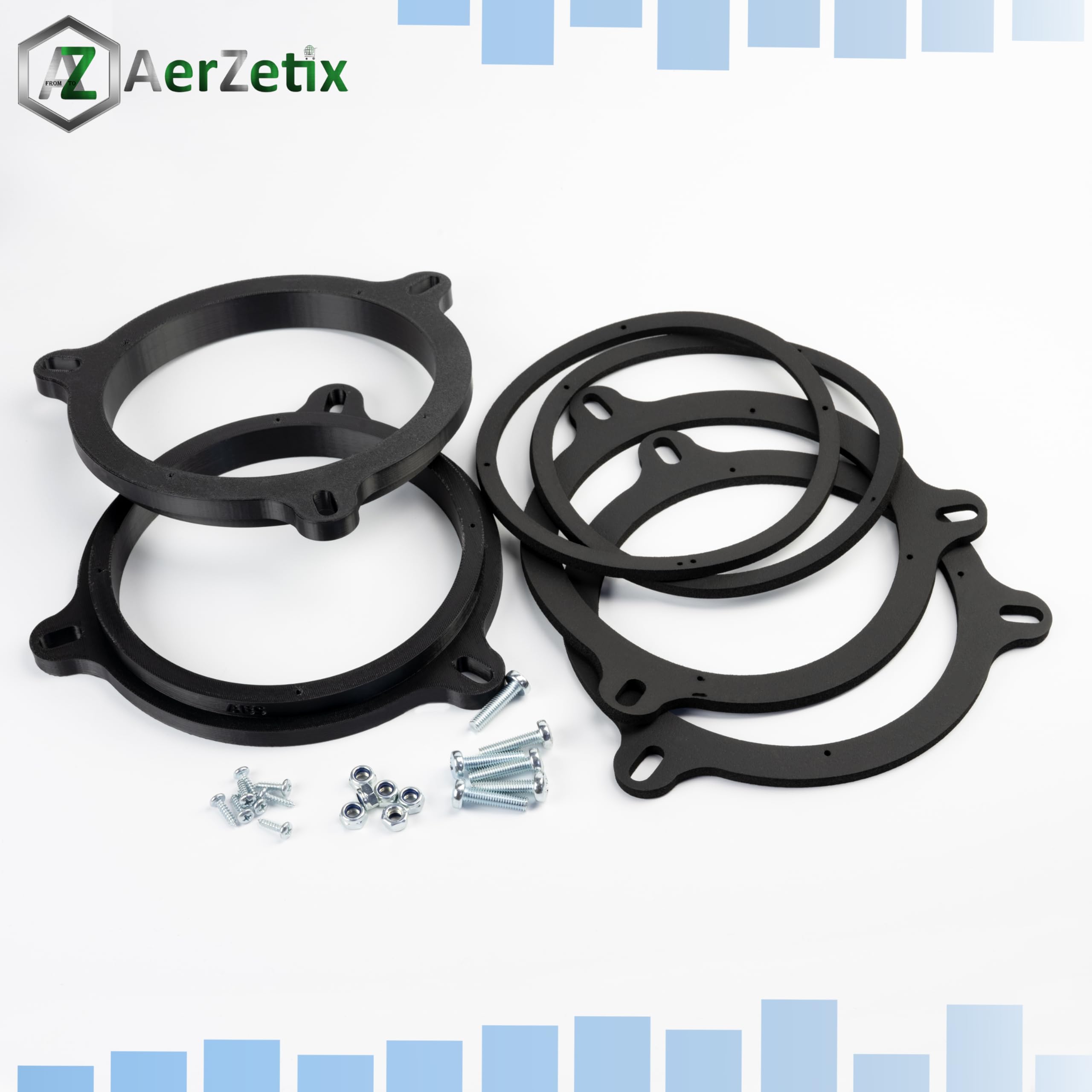 AERZETIX | Kit de 2 adaptadores para Altavoces Ø165 mm | Compatible con Renault Clio IV, V, Megane IV, Scenic IV, Dacia Duster II, Sandero II, Nissan Qashqai J10/J11, Nissan X-Trail T30, T31, T32