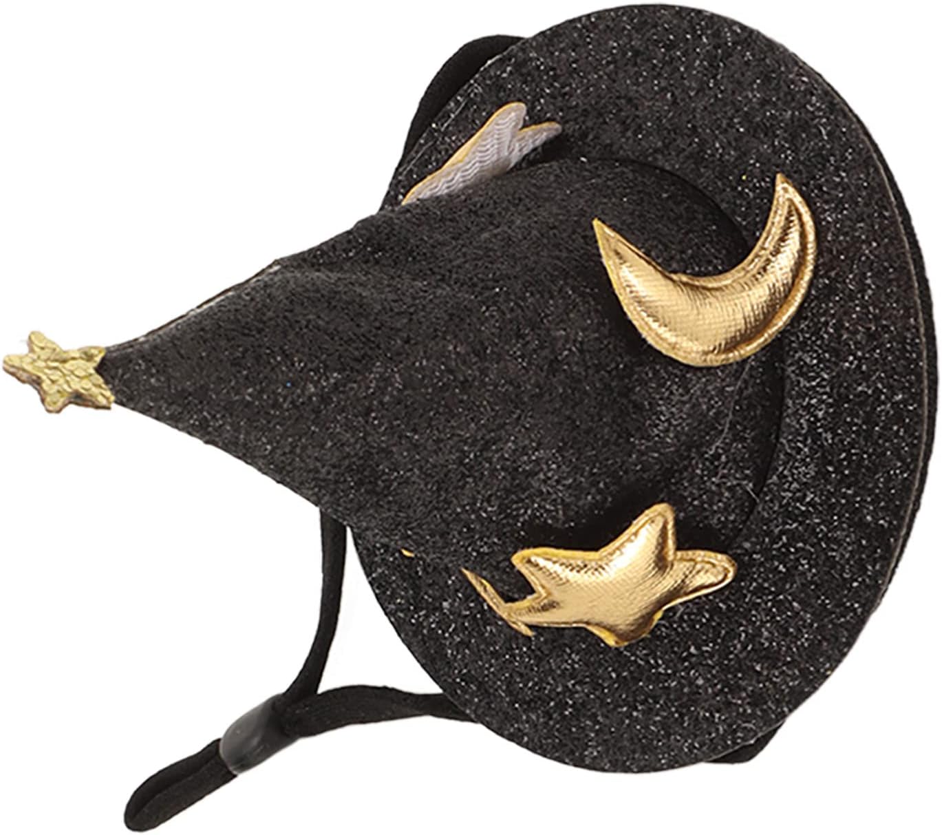 Dioche Adjustable Hamster Hat with Moon Star Pattern for Small Animals - Cozy Pet Top Hats for Hamsters, Turtles, Lizards, and Geckos (Black)