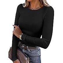 ANRABESS Women Long Sleeve Shirts Rib Knit Slim Fit Tops Basic Tee 2025 Fall Outfits Casual T-Shirt Underscrubs Layer Clothes