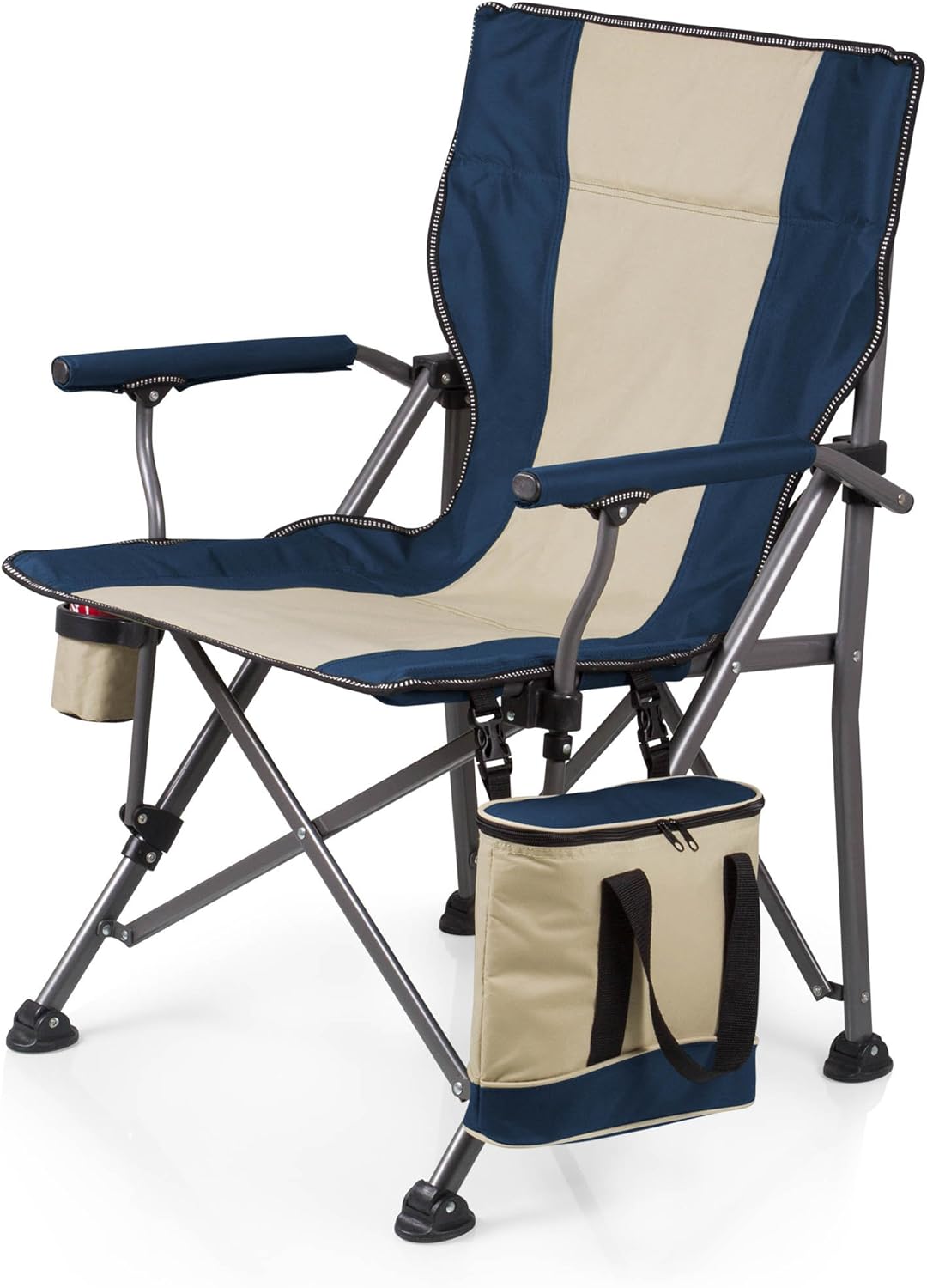 Outlander XL Navy and Beige Folding Camping Chair with Cooler
