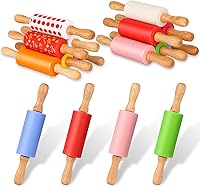 Vista 14 de Mini Rodillo de Silicona para Niños, Superficie Antiadherente Mango de Madera, 9 Pulgadas Paquete de 2