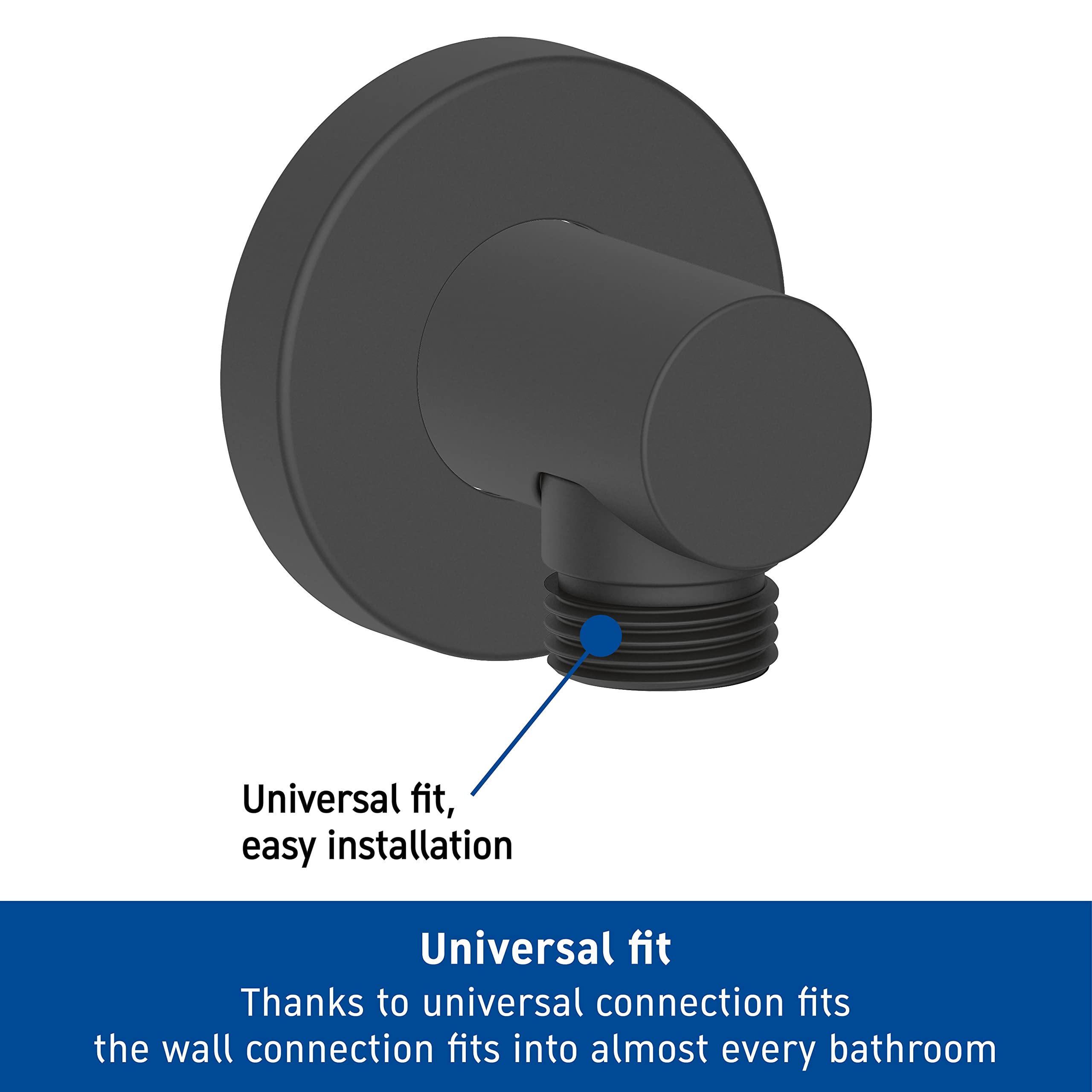Duravit Universal Gomito a parete, Gomito di collegamento alla doccia con copertura rotonda a parete, Raccordo del tubo flessibile doccia, nero opaco