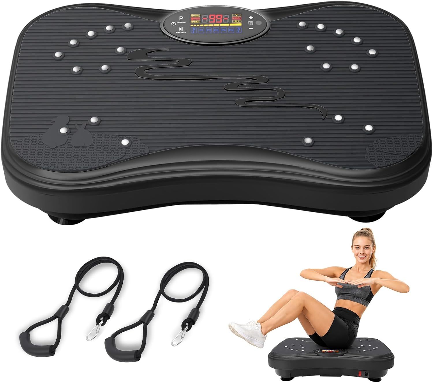 UCIN Vibration Plate Exercise Machine, Color Screen, Bluetooth, 99 Speeds | 480 lb Capacity, Whole Body Vibration, Resistance Bands, Low-Impact Exercise, Home Workouts, Lymphatic Drainage Routine
