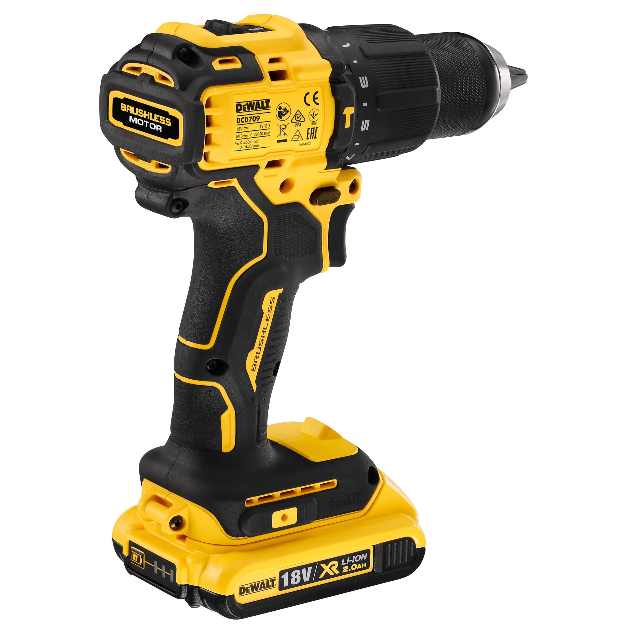DEWALT DCD709D2T-QW Avvitatore a batteria con batteria con ricaricatore Motore senza spazzole