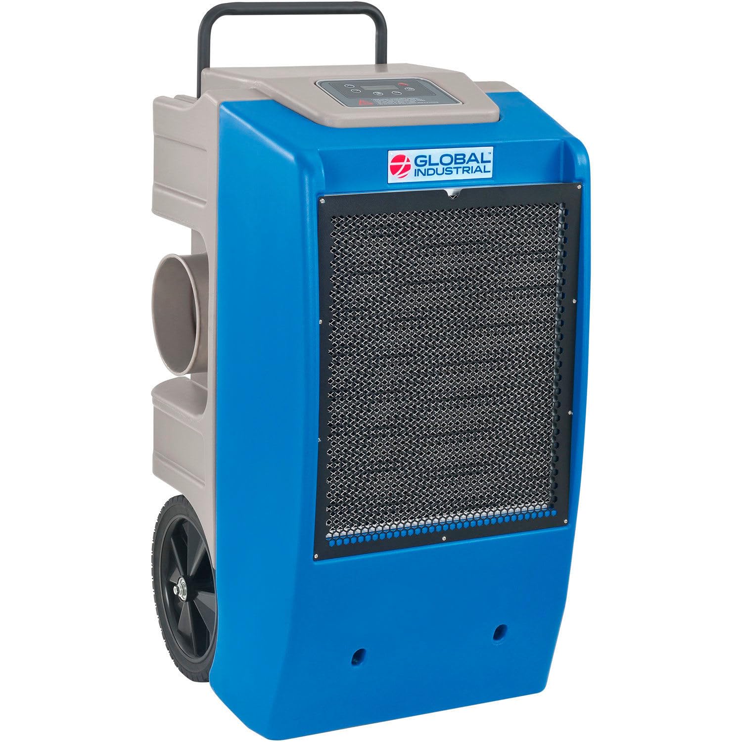 Low Grain Refrigerant Dehumidifier with Pump 120V 250 Pints R32 Refrigerant by Global Industrial – 250 Pints, 30.0 gallons_per_day, Polyethylene (PE), Blue, Model 246704R