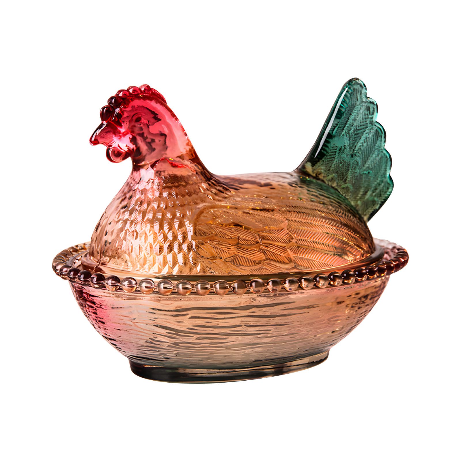 PANFHGFG Glass Candys Jar Hen on Candy, Candy Cookie Jars Biscuits Food Storage Container Decorative Snacks Bowl Glass Hen