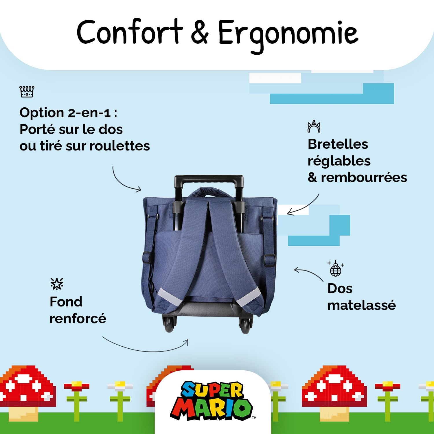 Bagtrotter - Cartable Primaire Garçon - 38 cm - Grand Rangement - Tons Bleu - Différents Modèles & Licences