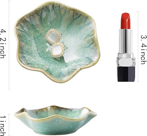 Miniatura 5 de Plato de cerámica para anillos, soporte para plato de joyería, bandeja pequeña para aretes, anillos, collares, llaves, para mamá, amiga, hermana