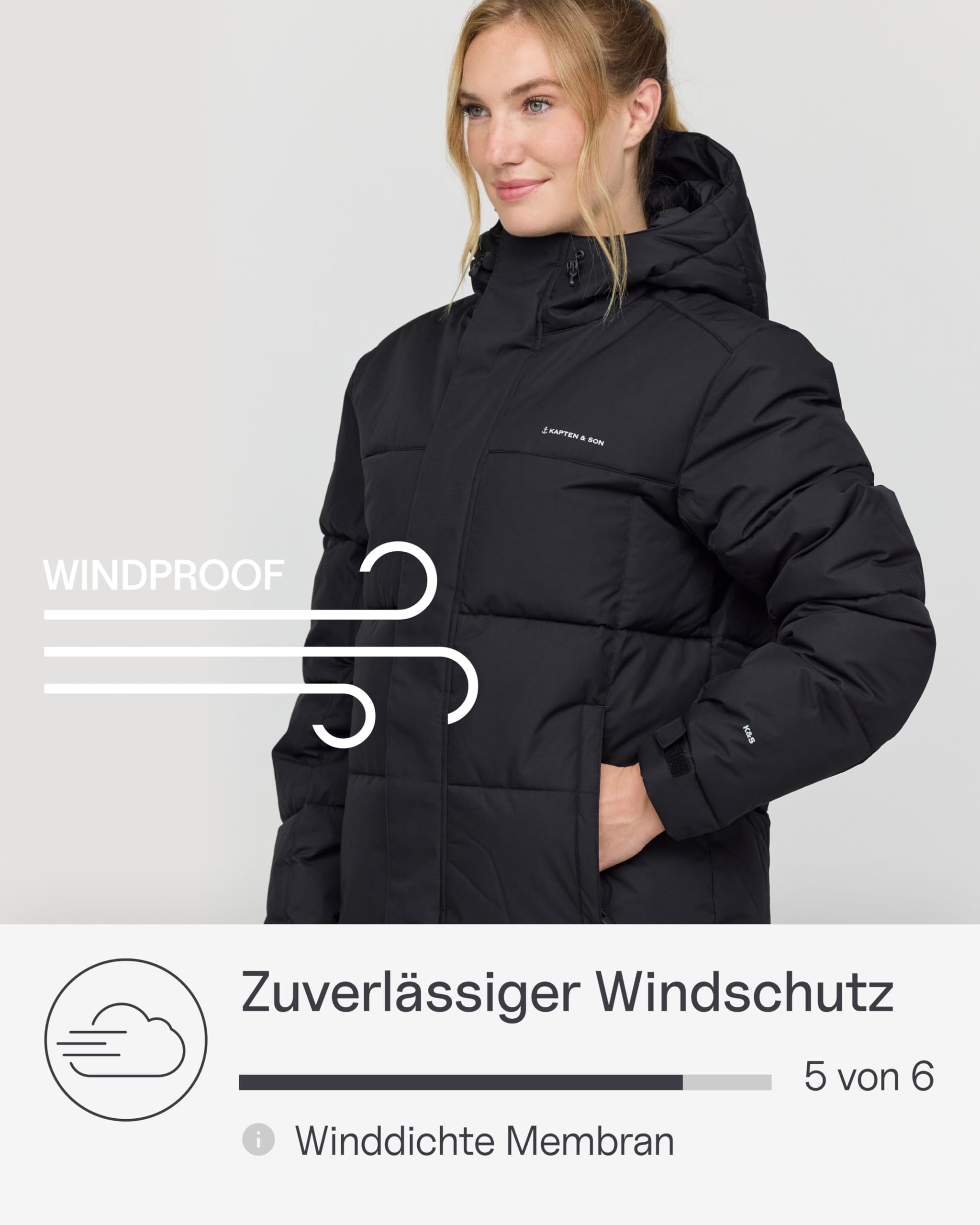 Kapten & Son Winter Puffer Jacke All Black, Sandstone, Olive XS-XXL | Winterjacke Damen & Herren | Solo oder als Top Layer für Light Puffer Jacket | atmungsaktiv, winddicht | Outdoorjacke