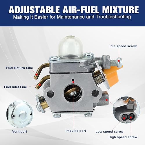 Miniatura 7 de Powtol 308054043 Carburador para Ryobi CS26 SS26 RY09056 CS30 SS30 EX26 RY28040 RY28020 RY28000 RY09053 RY09055 RY28025 RY28021 2 6CC Trimmer