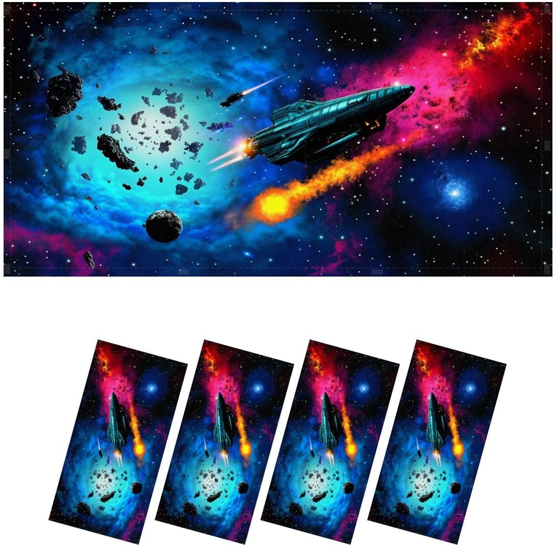 Fluorescent Light Covers for Ceiling Lights Spaceship Around Planetary System Nebula Stars 3D Easy to Install Magnetic Light Filter for Classroom Office Hospitals School Home Decor