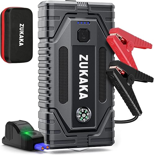 ZUKAKA Arrancador de coche 2000A pico 21800mAh batería de hasta 8L de gas y motor diésel de 6.5L de 12V caja automática banco de energía con puerto