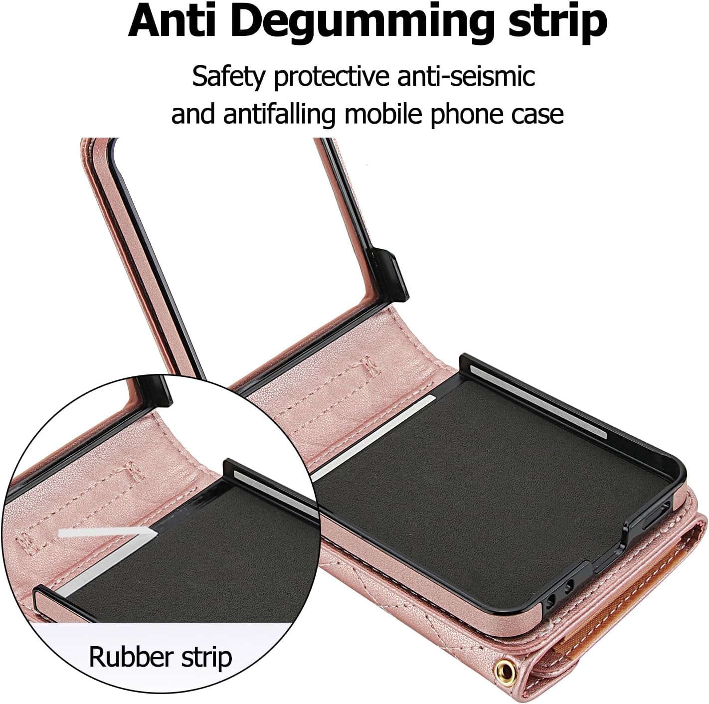 Asuwish Phone Case for Samsung Galaxy Z Flip 7 5G Wallet Cell Cover with RFID Blocking Credit Card Holder Slot Crossbody Strap Stand ZFlip 7Z Z7 G Flip7 ZFlip7 Women Men Girls Rose Gold
