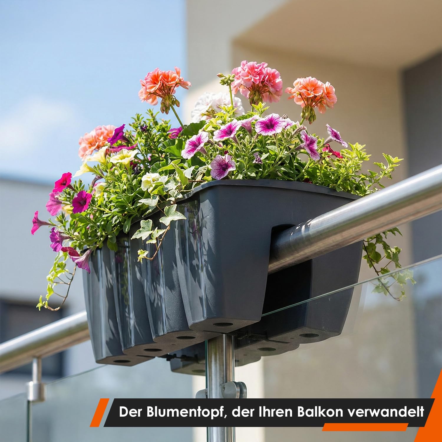 Blumentopf - Pflanzkübel Set 5 Stück - 40 cm - Outdoor Balkon Terrasse - Wetterfest - Anthrazit