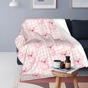 Cute Pink Pig Piggy Throw Blanket Soft Bed Blankets Lightweight Cozy Plush Flannel Fleece Blanket for Sofa Couch Bedroom 60"x50"