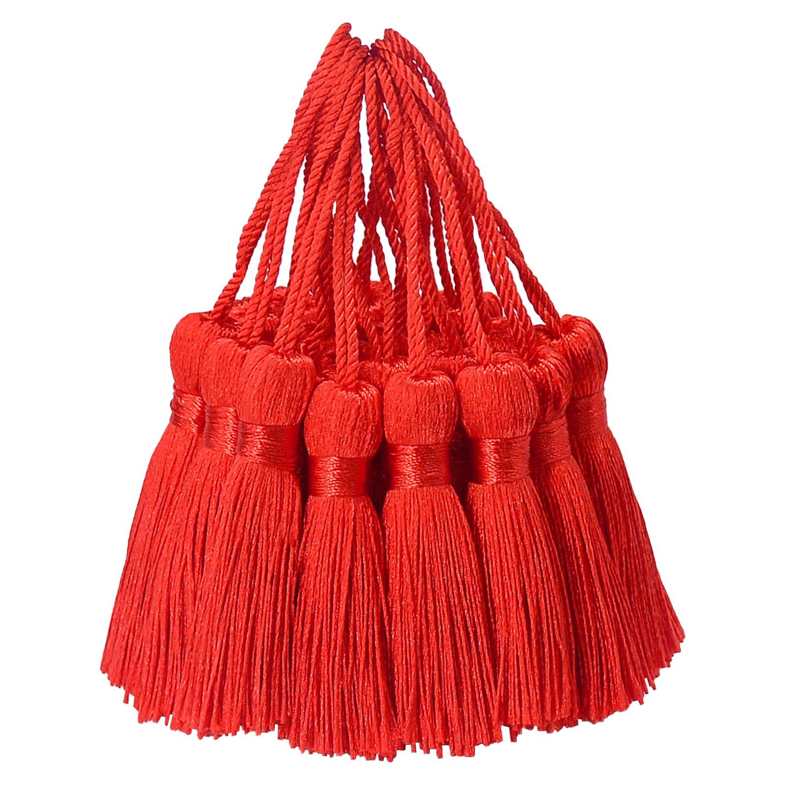 30pcs 10.9cm Silky Tassels DIY Craft Bookmark Pendant-Red