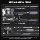 AsiaHorse 16AWG PSU Extension Cable Kit Black, 30CM Sleeved Custom PC Power Supply Cables, Soft Braided ATX 24Pin, EPS 4+4 Pin, 2x PCI-E 6+2 Pin, with Cable Combs for Cable Management - 2
