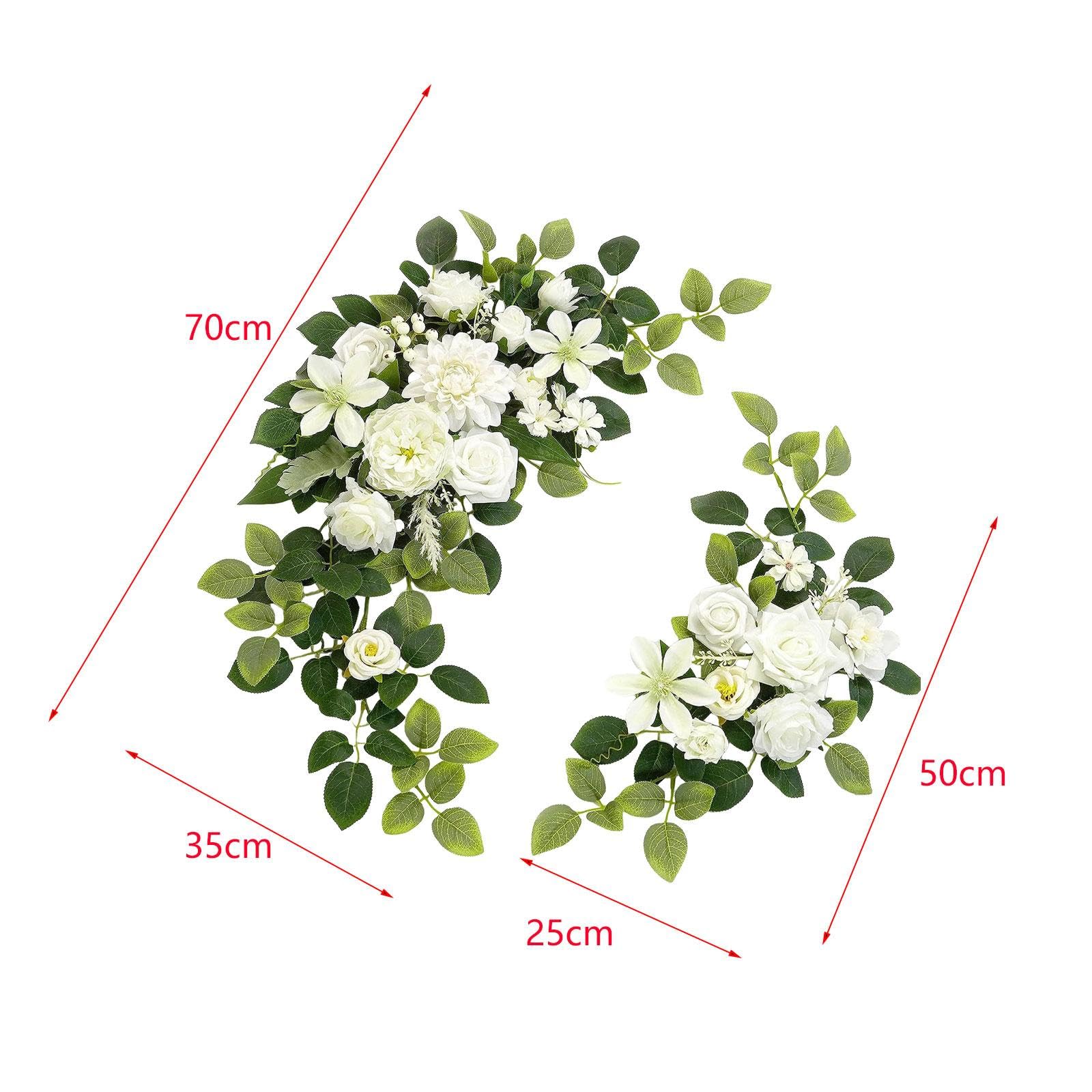2 x Hochzeitsbogen, Blumenbogen, Blumenarrangement, künstliche Blumengirlande für Party, Weiß