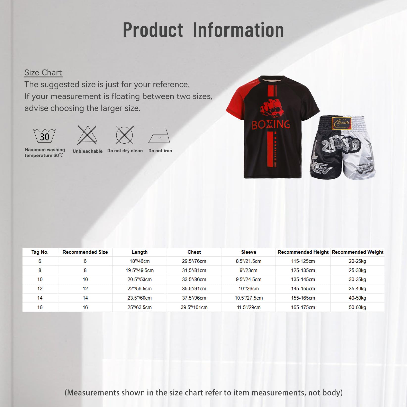 TTAO Conjunto de ropa de boxeo para niños MMA, pantalones cortos de boxeo, camiseta para Muay Thai, artes marciales, fitness, entrenamiento, chándal