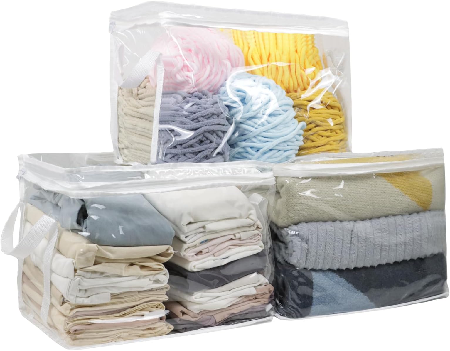 3 Pcs Clear Storage Bags for Book,Clothing, Transparent