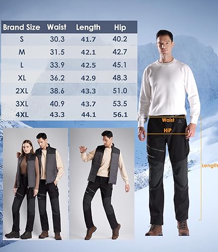 Miniatura 6 de Heated Pants with 20000mAh Battery Pack Electric Heated Snow Hiking Pants Winter Softshell Outdoor Trousers
