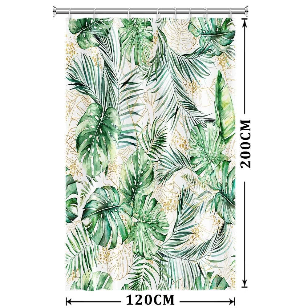 Uiiooazy Cortina de Ducha de Hoja Eucalipto, Cortinas de Ducha Verde Oro Abstracto Planta Cortinas de Baño Antimoho Impermeable Lavable Tejido de Poliéster Cortina Ducha con Ganchos 90x180cm — view 222