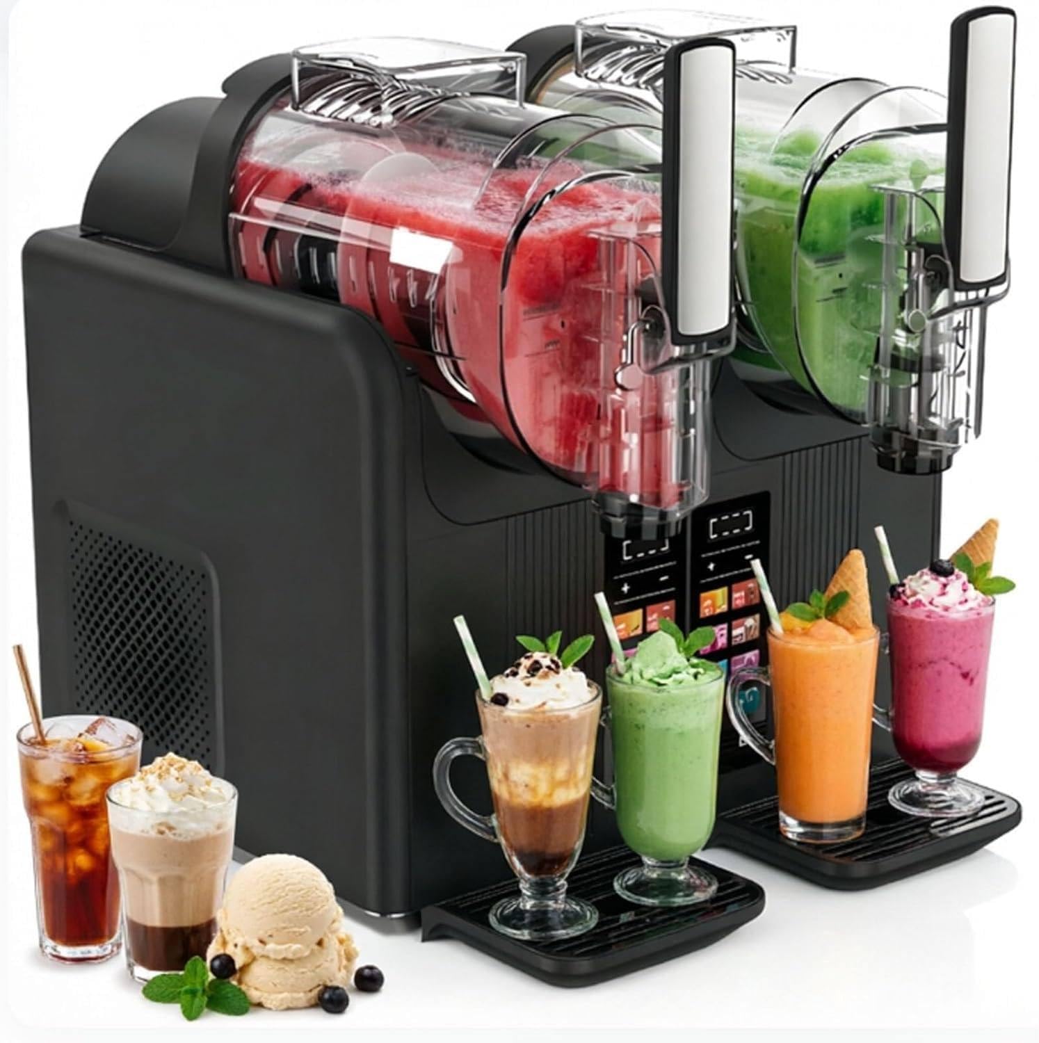 XUXIAO 2L Slushie Machine & Soft Serve Ice Cream Machine for Home Use White