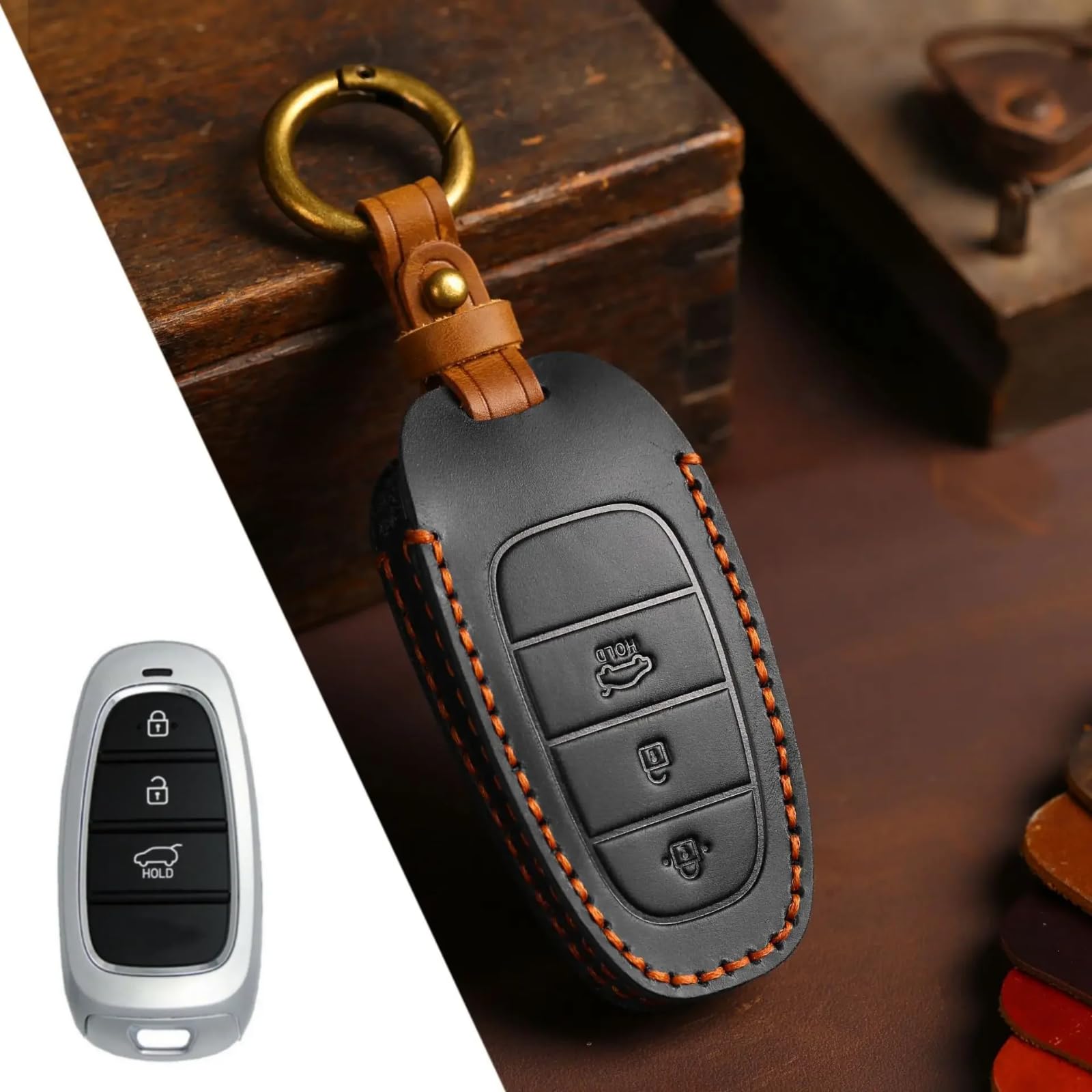 Guscio per chiave intelligente auto, accessorio per telecomando senza chiave, per Hyundai Tucson Staria Sonata Hybrid Nexo Nx4 Grand Santa (A-nero)
