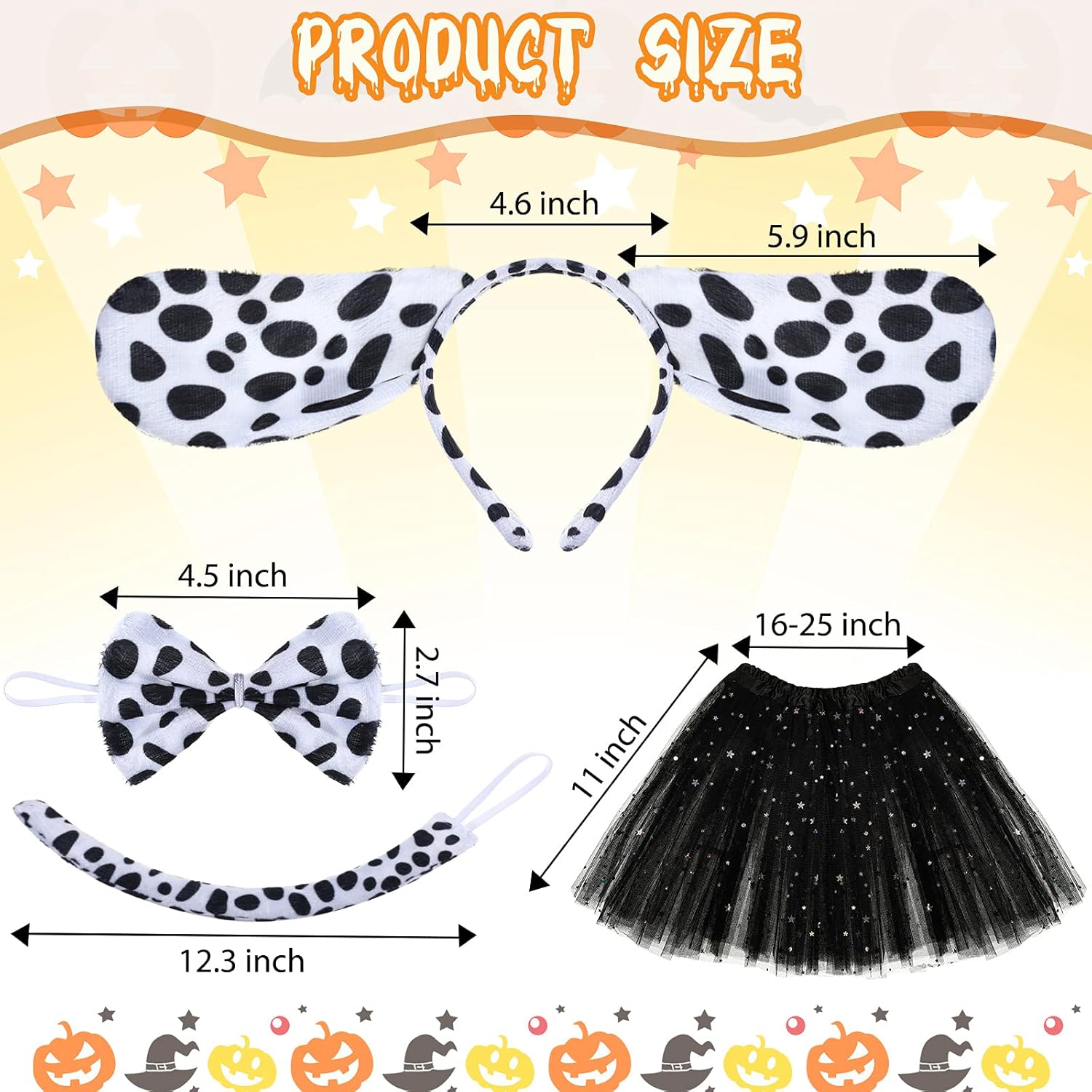 SATINIOR 2 Sets Puppy Dog Costume Animal Dalmatian Dog Costume Set Ear Headband Dalmatian Tutu Dress for Kids Girls Cosplay Party Costume Accessories - Image 2