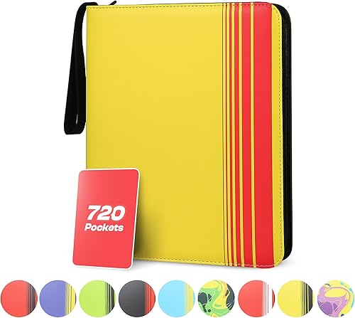 Carpeta de 9 bolsillos para tarjetas coleccionables con mangas, capacidad para 720 tarjetas, álbum de tarjetas Stationeriex con cierre de