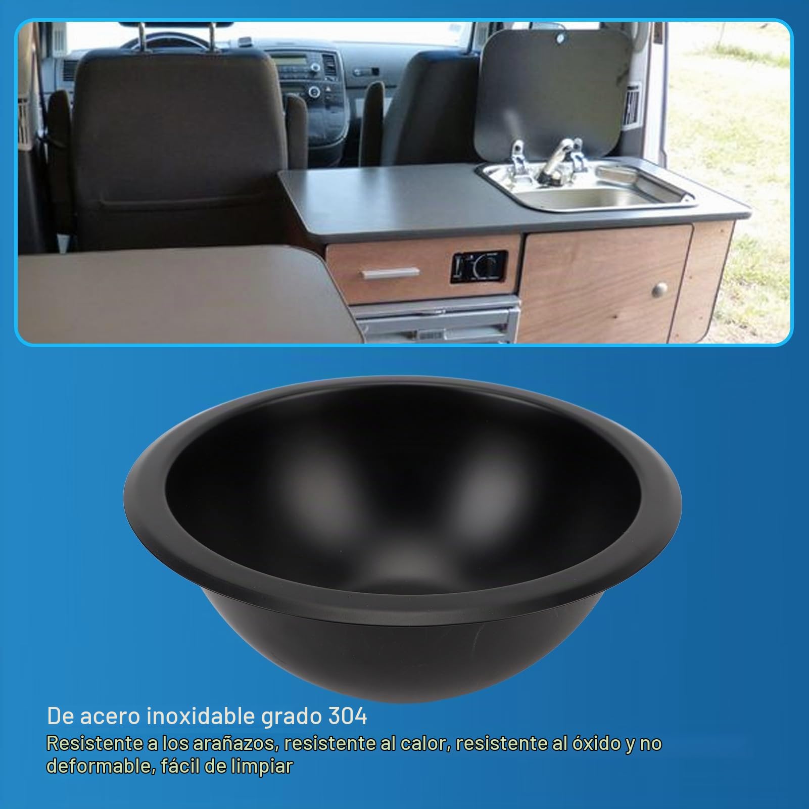Fregadero de acero inoxidable, Fregadero redondo robusto con drenaje de 40mm para cocina pequeña, 9x4 pulgadas, Acero inoxidable 304, Fregadero para RV y barco