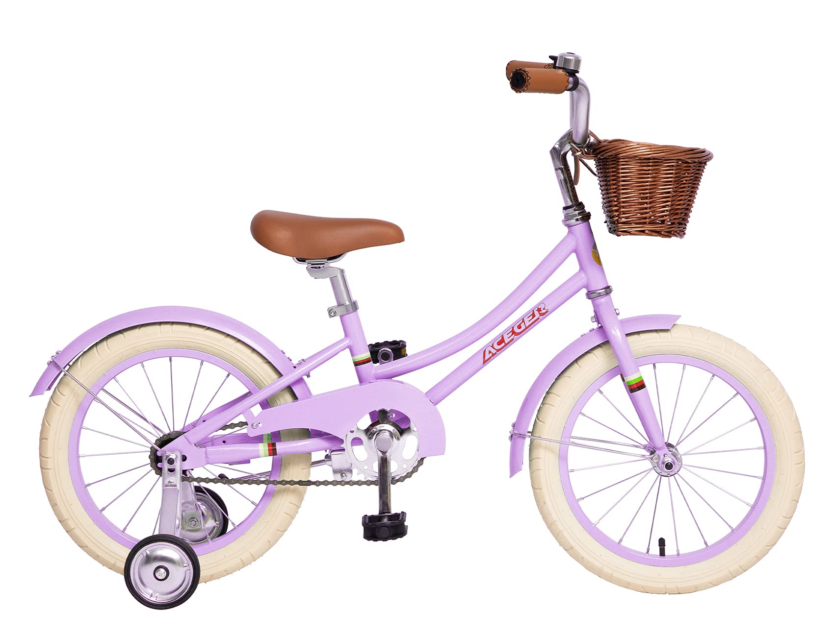 ACEGER Girls Bike with Basket, Kids Bike for 3-13 Years, 14 inch with Training Wheels, 16 inch with Training Wheels and Kickstand, 20 inch with Kickstand but no Training Wheels.