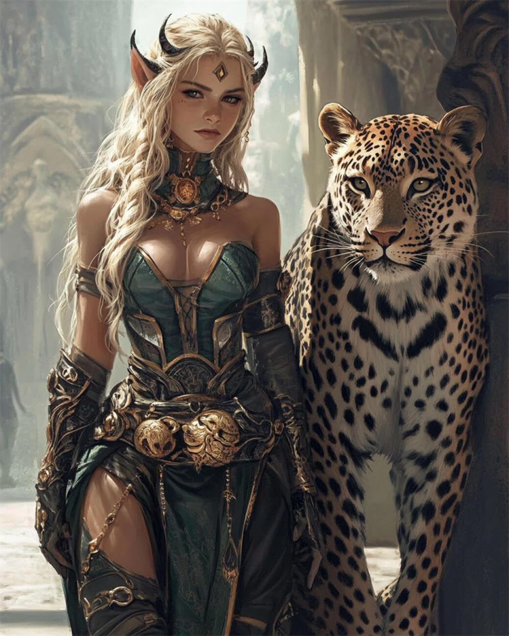 RKFLGEW Animal 14CT Counted Cross Stitch Kits Cartoon Elf Woman DIY Embroidery for Adults Beginner Needlework Kit with Patterns Needlepoint Art 40x50cm