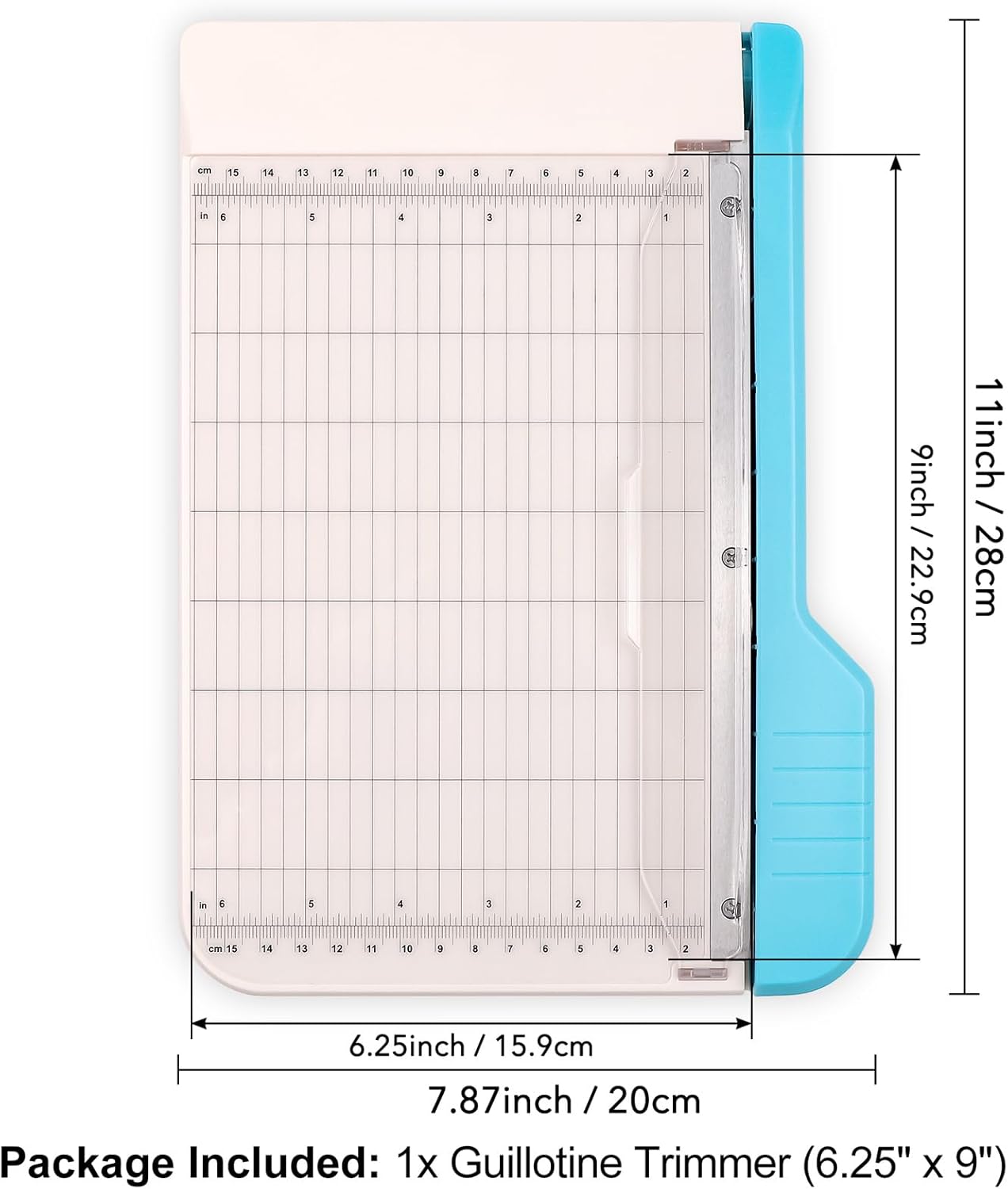Guillotine Paper Trimmer, 9" Portable Precision Paper Cutter for Crafting Photos & Scrapbooking (Tissue/Felt/Cardstock) with Grid Alignment & Smudge Guard -Self-Sharpening Blade, Dual Measuring Scales