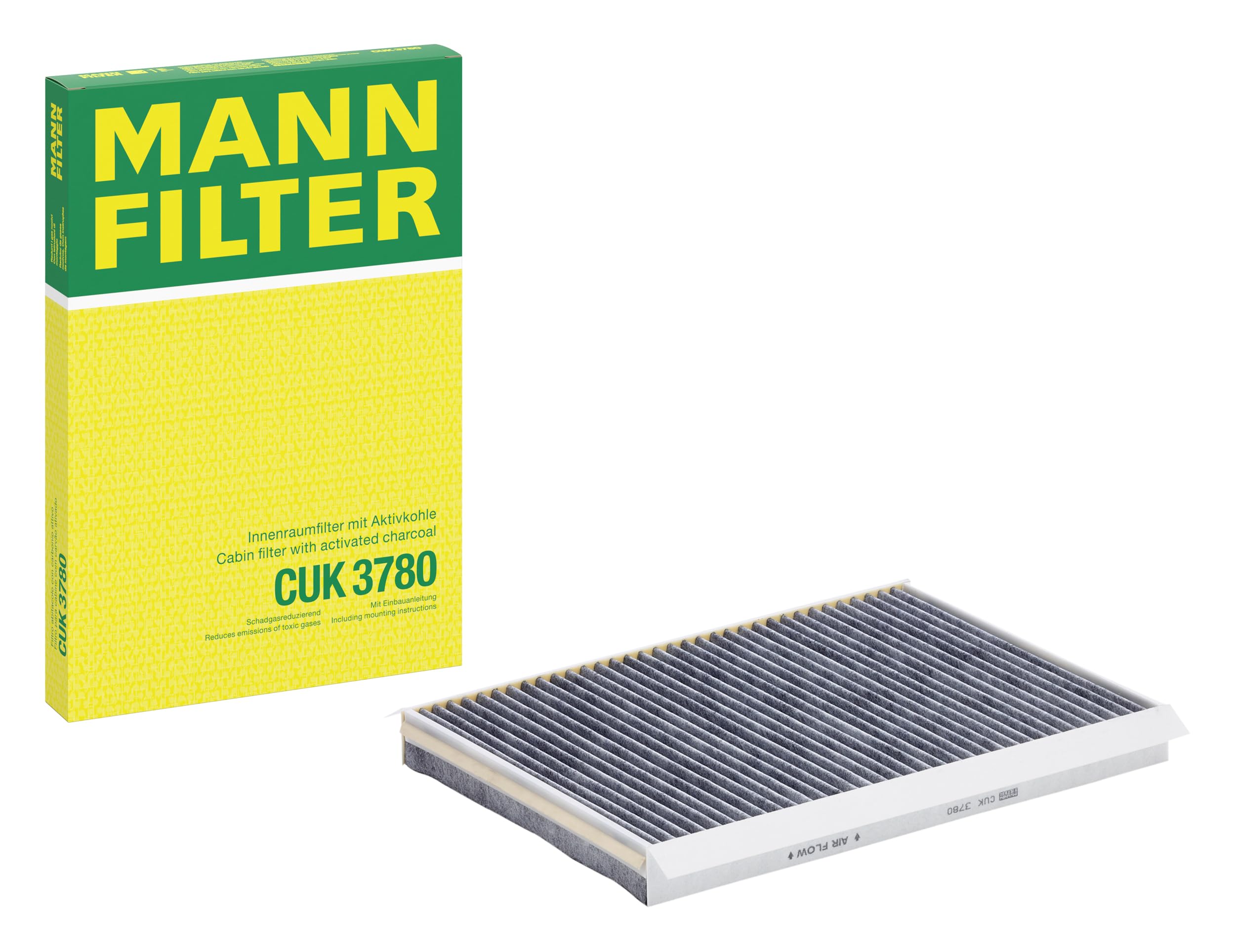 MANN-FILTER CUK 3780 Cabin Air Filter - Pollen Filter with Activated Carbon - for Cars + Transporters