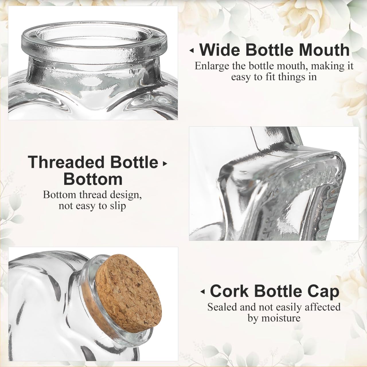 ifundom 3-Teiliges Glas Flaschen Set Hochzeit Sandzeremonie Mit Herzflasche 75Ml Und Schraubflaschen 130Ml Dekoratives Aufbewahrungsset Für Wünsche Und Diy Kunstdeko