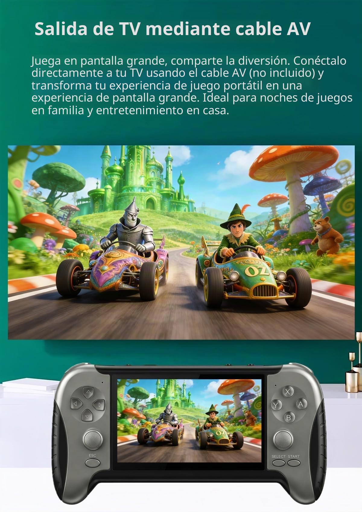 Consola de Juegos Retro YHFITN de 4,3 Pulgadas con Juegos Integrados, Salida de TV, Reproductor de vídeo y música, batería Recargable, cumpleaños para Adolescentes y Adultos.