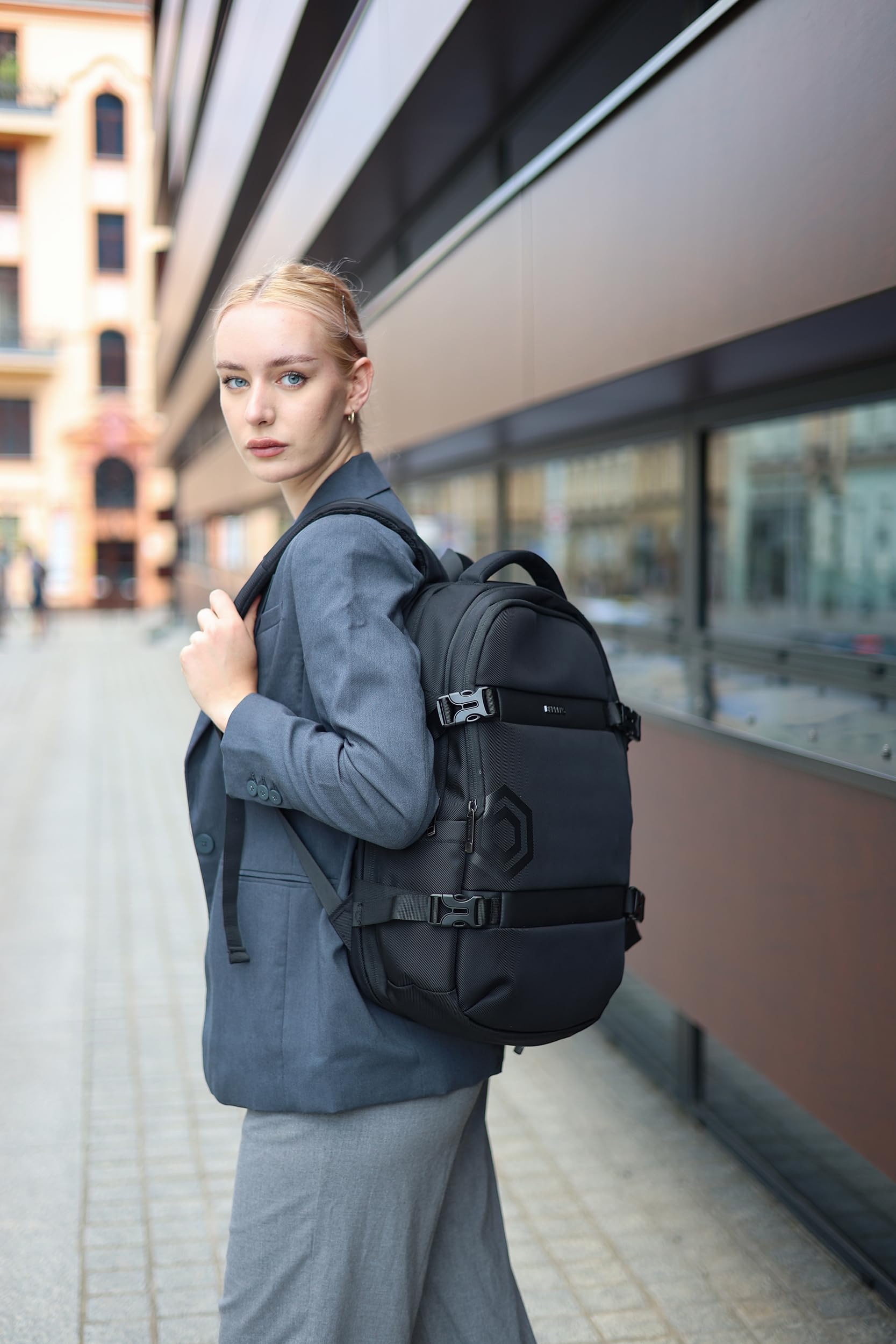 BARRENS Zaino Laptop Uomo Lavoro 15.6 Laptop Pollici, Business Backpack Impermeabile Grande Zaino Scuola con Trolley Strap (Nero)