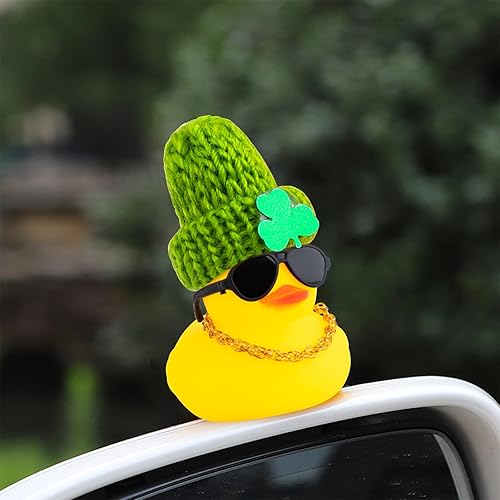 Miniatura 6 de wonuu Pato de goma decoraciones del día de San Patricio, patos de goma verdes, suministros de regalos de patos de la suerte, sombrero de tréboles