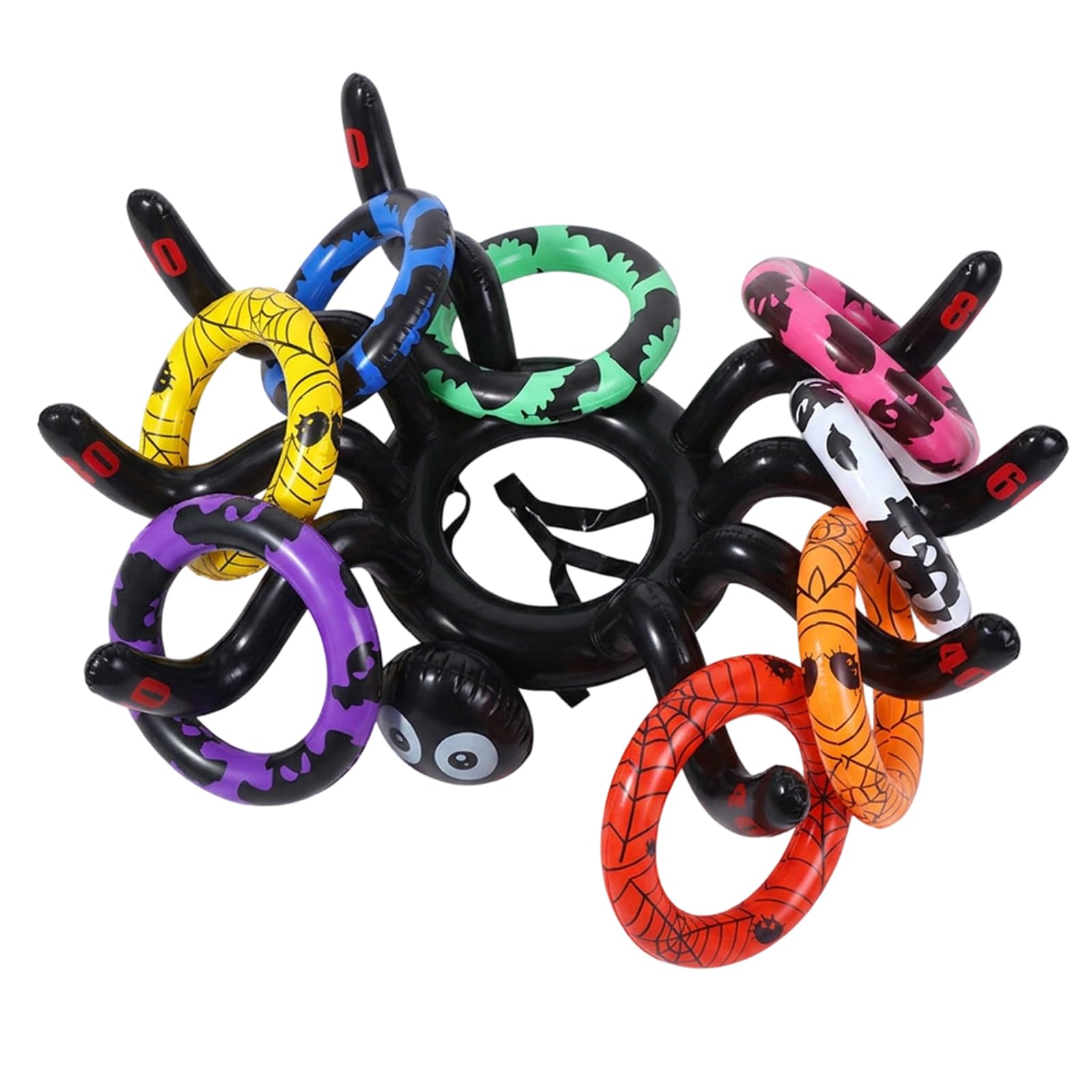 9-Piece Inflatable Spider Game for, Parties Halloween Ring Toss Set