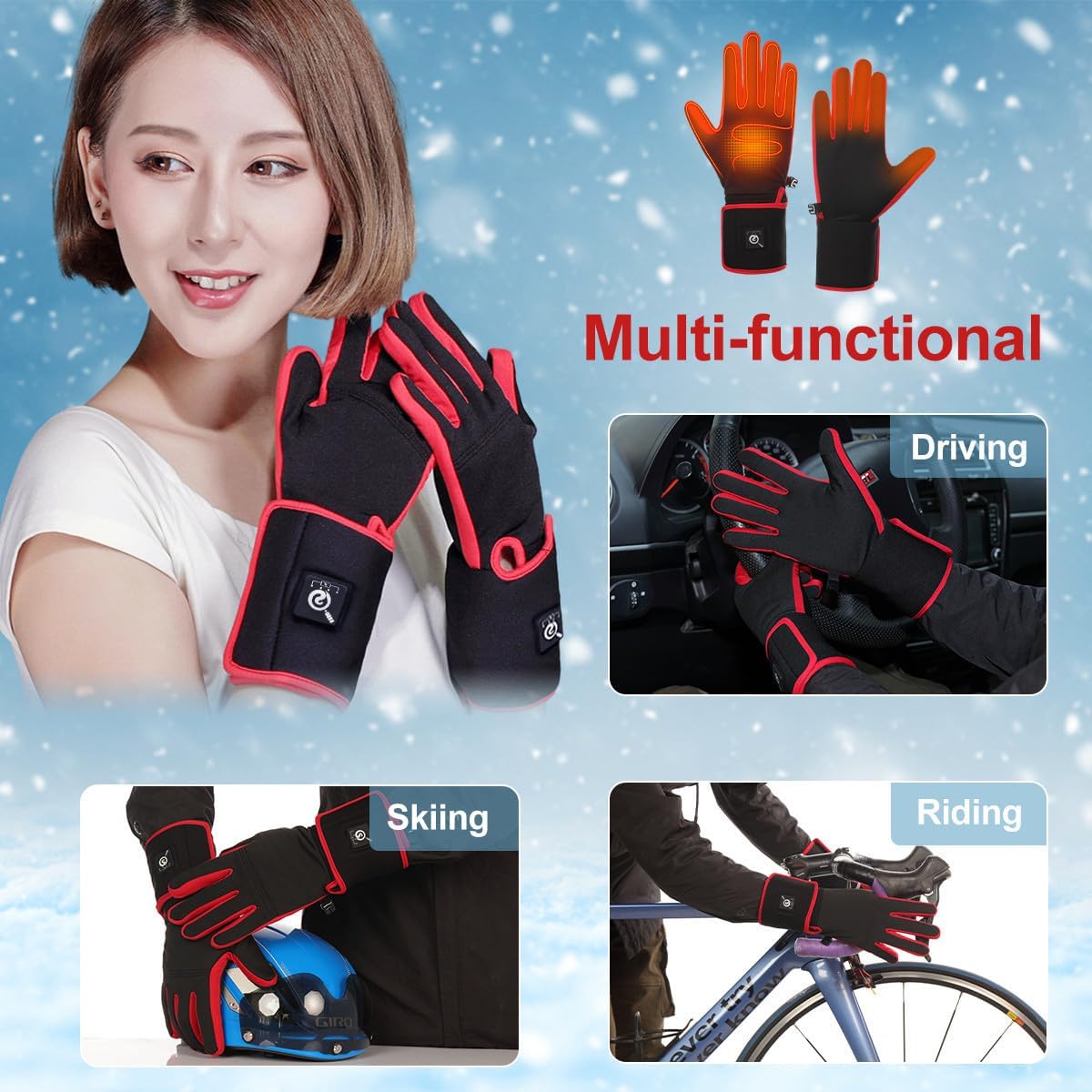 Savior Heated Glove Liners,Electric Heated Thin Gloves with Remaining Power Display,Rechargeable Hand Warmers,Suitable for Winter Driving,Ski,Running,Cycling, Hunting - Image 6