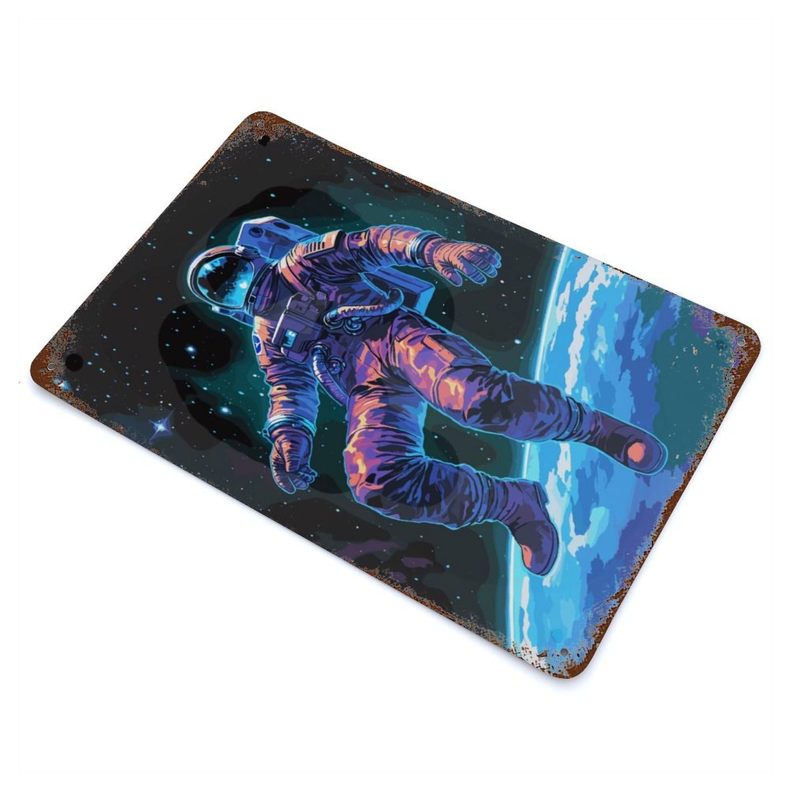 Astronaut in Universe Vintage Metal Tin Sign 11.8"x7.9", Ideal for Cafe, Home Bar And Lounge Decor