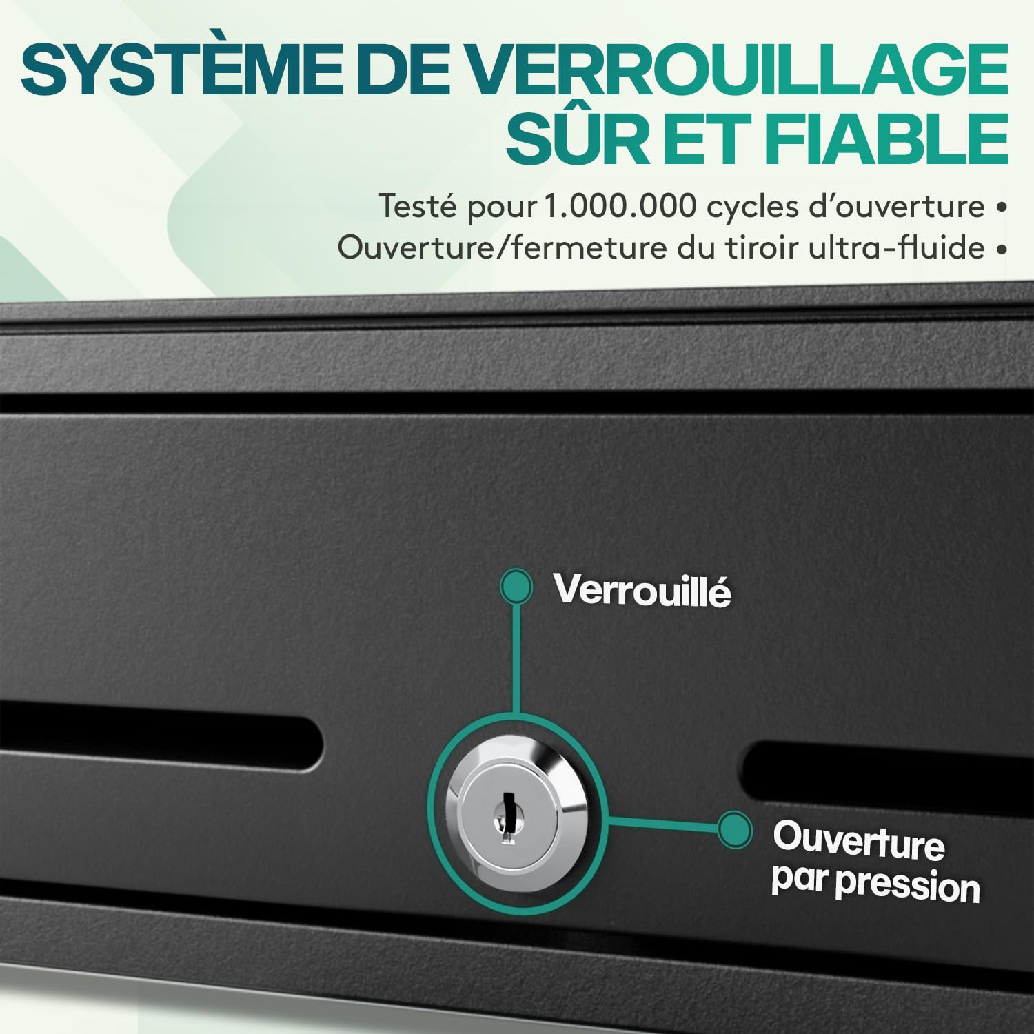 ACROPAQ Tiroir caisse métal robuste 42 x 41 x 10 cm 8 cases pièces 4 billets sans courant