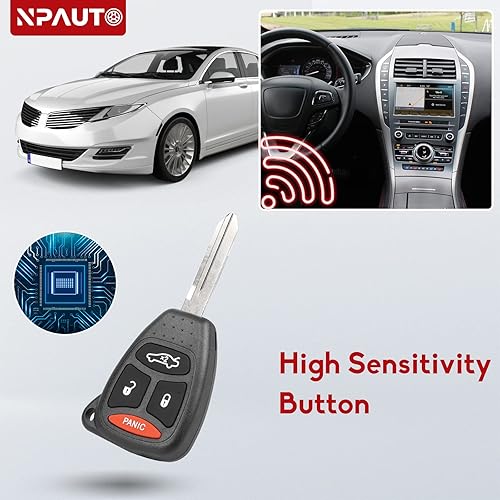 Miniatura 5 de NPAUTO Llavero de repuesto para Jeep Commander 2006-2007, Grand Cherokee 05-07, Chrysler 300 2005-2007, Dodge Charger 06-07, Durango 07-09 Control