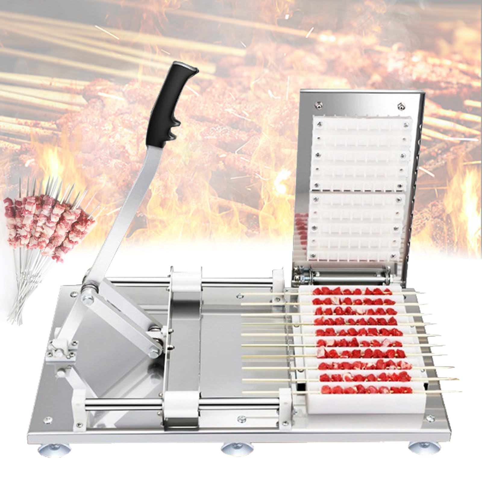 Máquina para hacer kebabs con 3 moldes para kebabs, prensa para hacer kebabs, máquina para hacer kebabs de acero inoxidable para hacer kebabs en casa o en el negocio