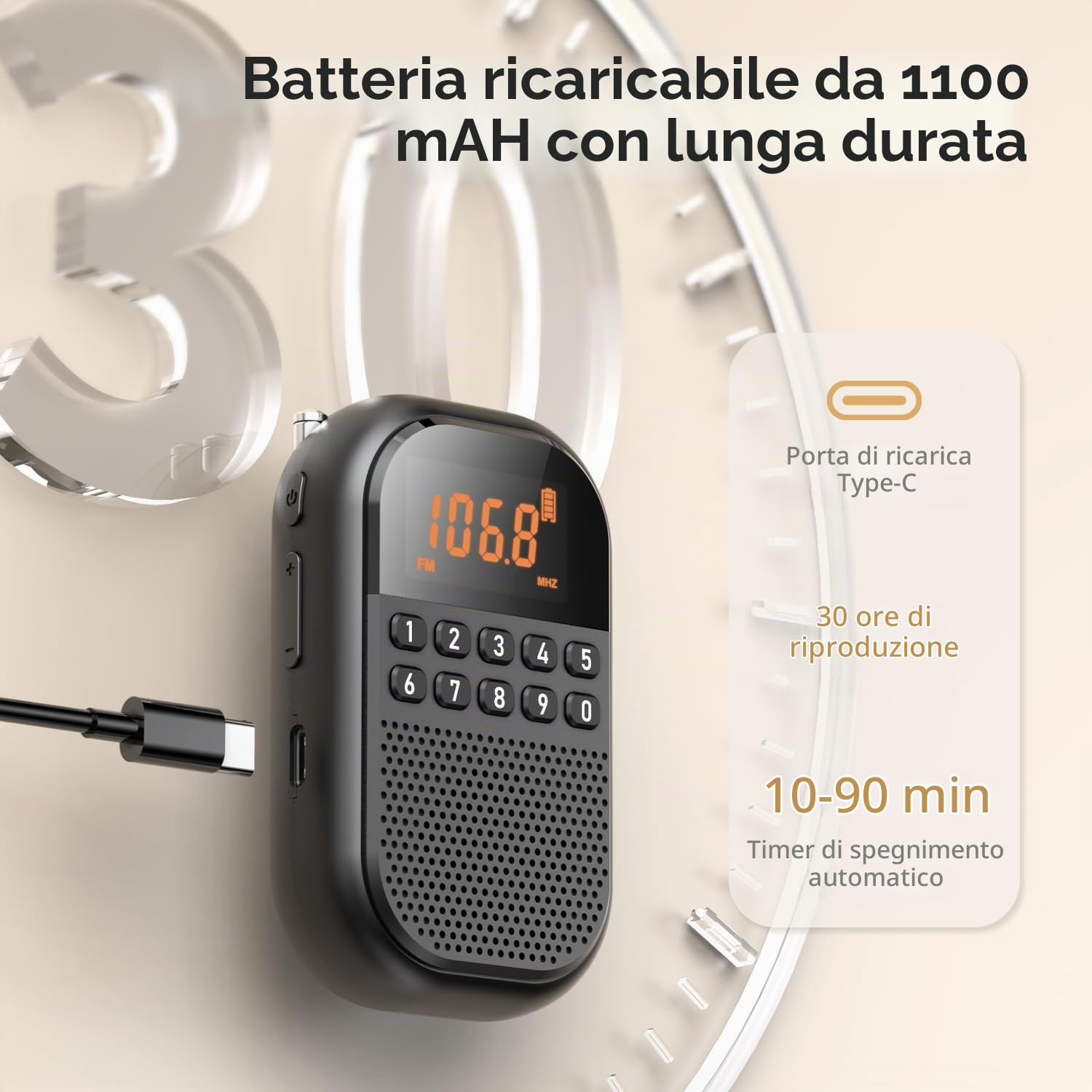 Radio AM FM Tasca,Radio Portatile Ricaricabile Connessione Bluetooth,Radio Mini Antenna Telescopica, Altoparlante Grande,Cuffie Stereo,Timer Spegnimento Automatico, Facile Usare per gli Anziani