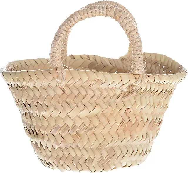 Cesto de Palha HERSIG - Bolso de Palma Oval com Alça Curta (20x10x15/17)