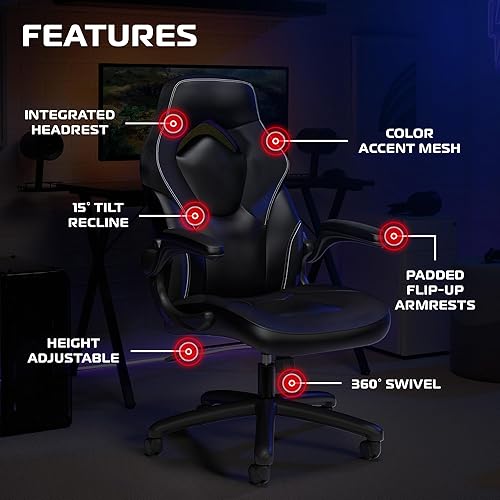 Miniatura 6 de RESPAWN 3085 Ergonomic Gaming Chair for Adults, High Back Office Chair with Headrest and Flip Up Arms, Leather Racing Style Gaming Seat with Lumbar